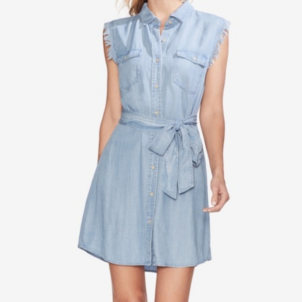 Vince Camuto Sleeveless Tie-Waist Shirtdress - Picture 3 of 3